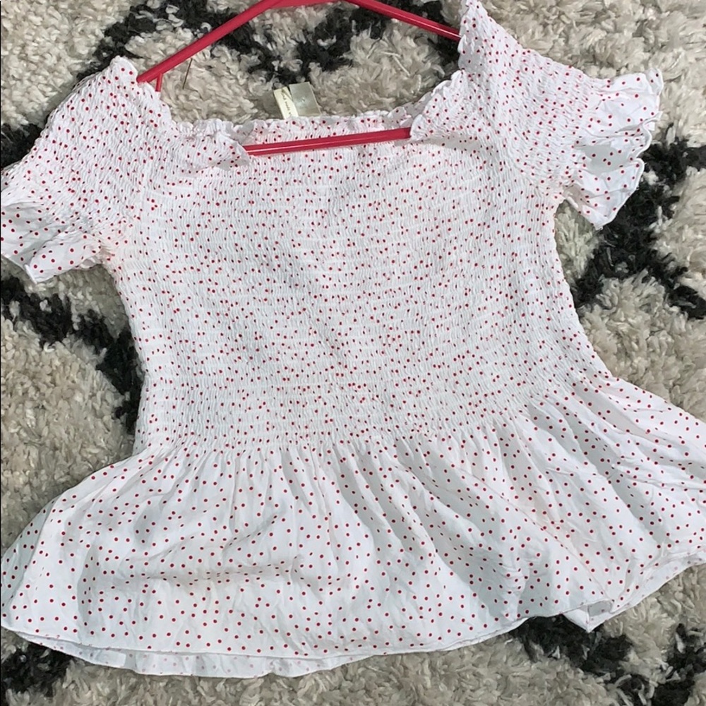 Cinched polka dotted top